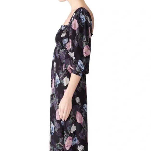 NICHOLAS reformation selkie long sleeve Black Floral rose Silk Maxi Dress xs 0 2 - Picture 2 of 3